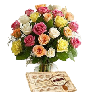 25 colorful roses with chokolates | Flower Delivery Balashikha