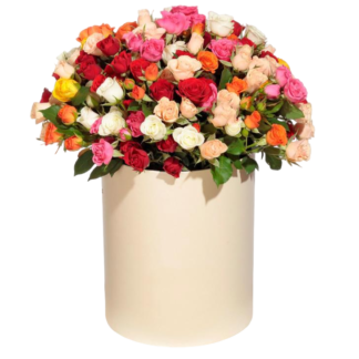 Mixed roses in a hatbox | Flower Delivery Balashikha