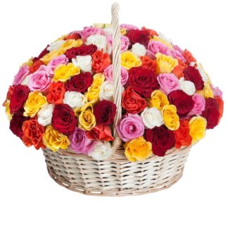 51 colorful roses in the basket | Flower Delivery Balashikha